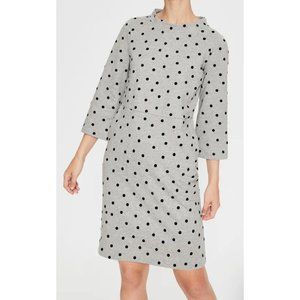 Boden Womens Livia Flocked Sweatshirt Dress Gray Polka Dot Pockets size 14